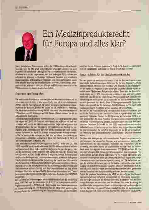 Vorschauseite 1: Ein Medizinprodukterecht für Europa und alles klar?
