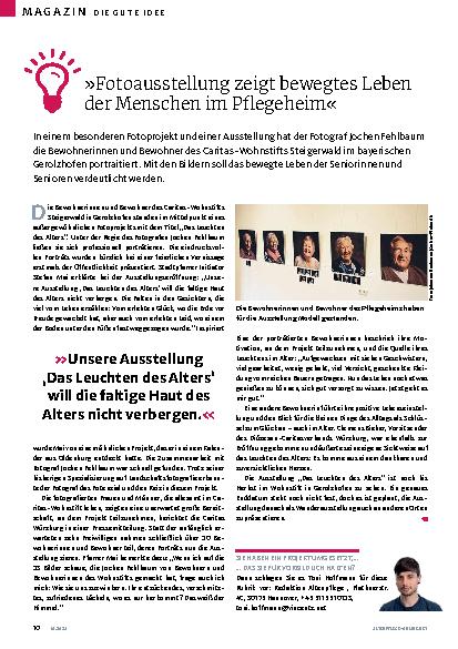 Vorschauseite 1: "Fotoausstellung zeigt bewegtes Leben der Menschen im Pflegeheim"