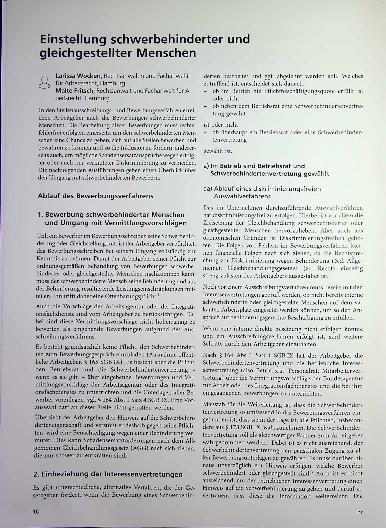 Vorschauseite 1: Einstellung Schwerbehinderter und gleichgestellter Menschen