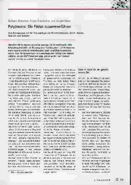 Vorschauseite 1: Polytrauma: Die Fäden zusammenführen. Care Management auf der Traumatologie des Universitätsspitals Zürich: Nutzen, Chancen und Grenzen.