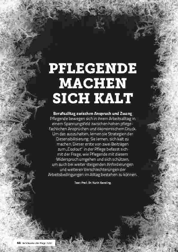 Vorschauseite 1: PFLEGENDE MACHEN SICH KALT