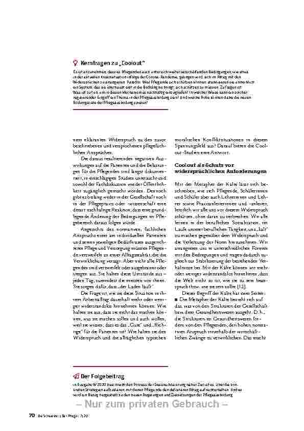 Vorschauseite 3: PFLEGENDE MACHEN SICH KALT