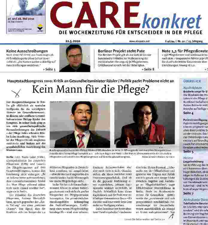Vorschauseite 1: Kein Mann für die Pflege?