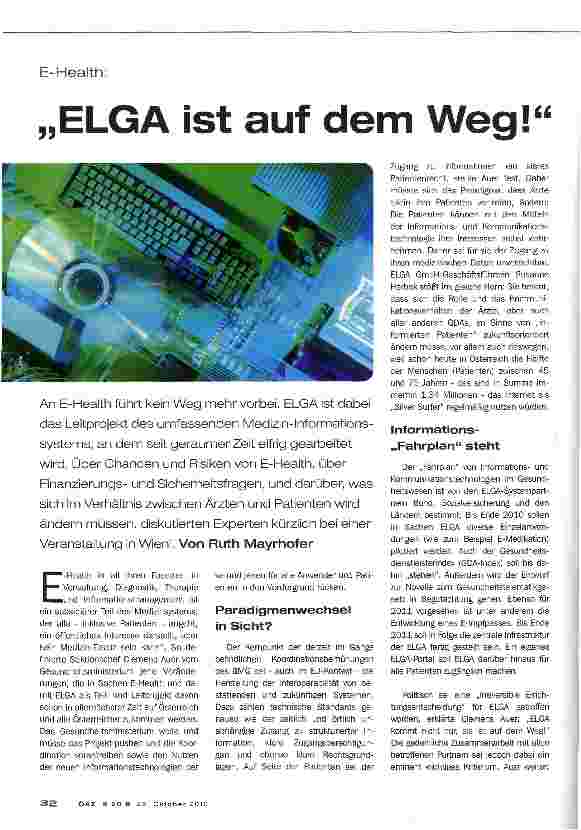 Vorschauseite 1: „ELGA ist auf dem Weg!
