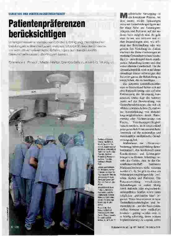Vorschauseite 1: Patientenpräferenzen berücksichtigen