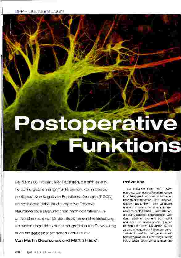 Vorschauseite 1: Postoperative kognitive Funktionsstörungen