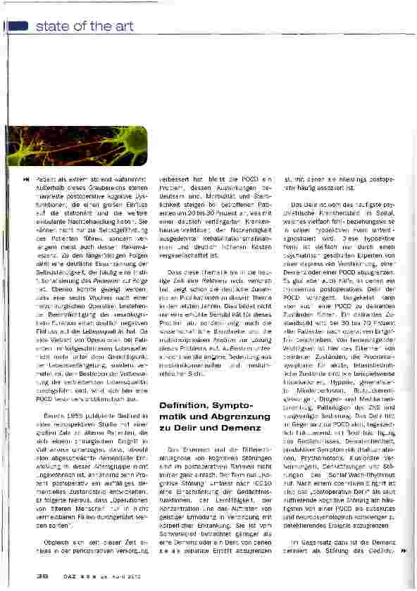 Vorschauseite 3: Postoperative kognitive Funktionsstörungen