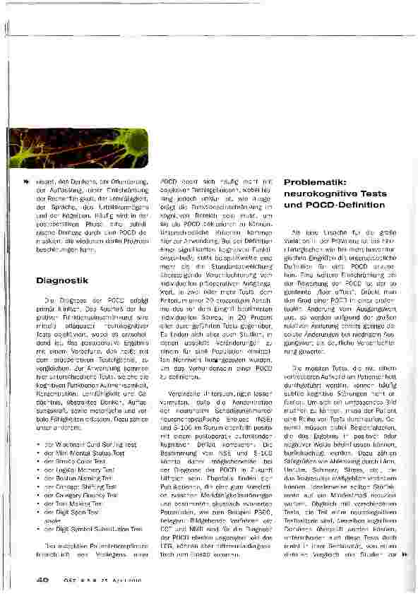 Vorschauseite 4: Postoperative kognitive Funktionsstörungen
