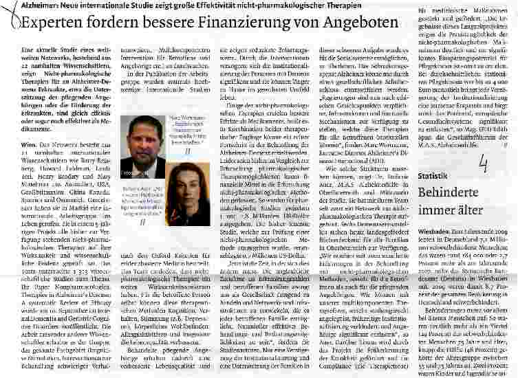Vorschauseite 1: Experten fordern bessere Finanzierung von Angeboten