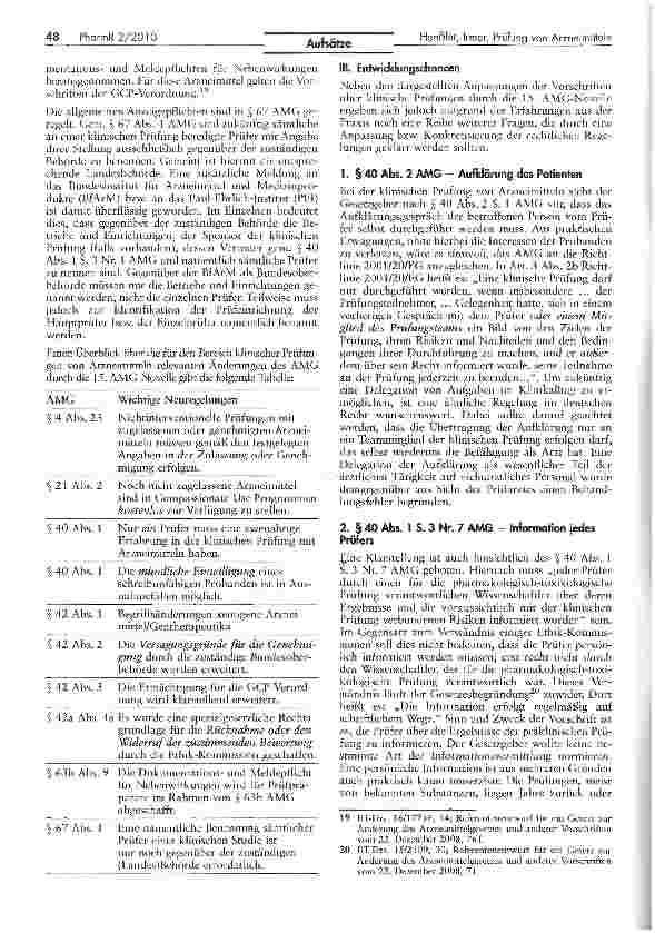 Vorschauseite 4: Die klinische Prüfung von Arzneimitteln im Lichte der 15. AMG-Novelle