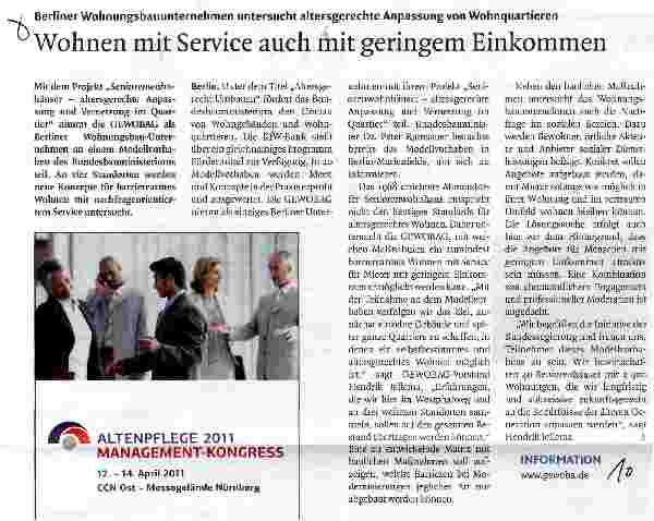 Vorschauseite 1: Wohnen mit Service auch mit geringem Einkommen