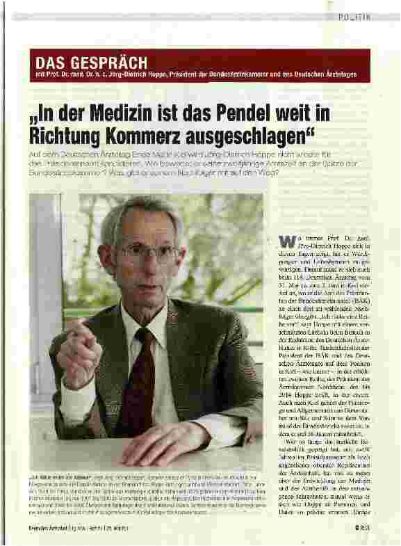 Vorschauseite 1: „In der Medizin ist das Pendel weit in Richtung Kommerz ausgeschlagen