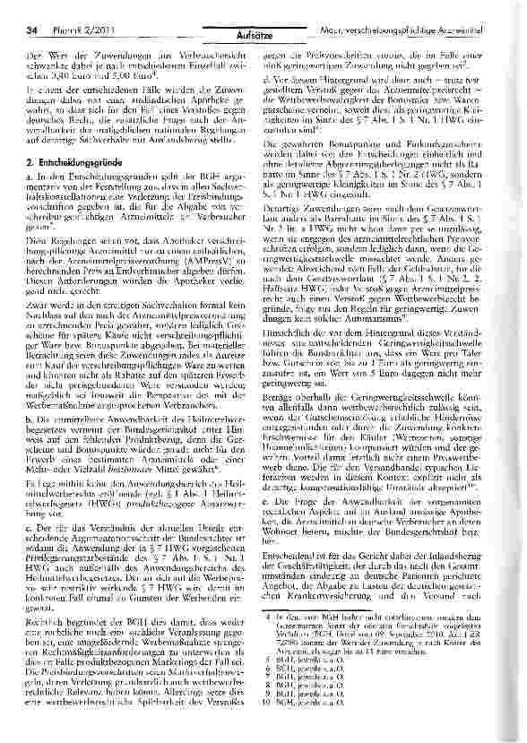 Vorschauseite 2: Die aktuelle Rechtsprechung des Bundesgerichtshofs zur Bewertung geldwerter Zuwendungen für den Erwerb verschreibungspflichtiger Arzneimittel