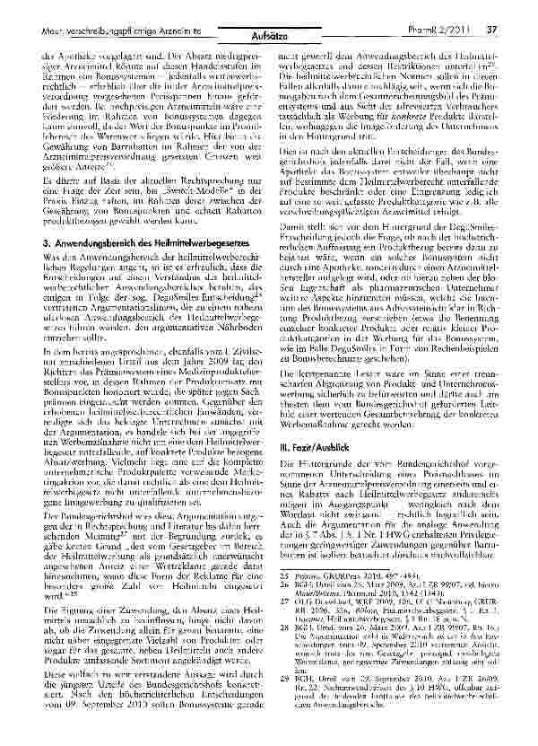Vorschauseite 5: Die aktuelle Rechtsprechung des Bundesgerichtshofs zur Bewertung geldwerter Zuwendungen für den Erwerb verschreibungspflichtiger Arzneimittel