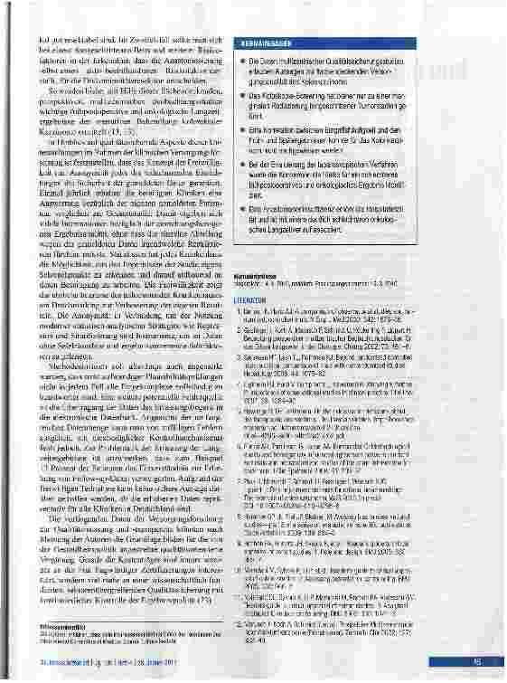 Vorschauseite 5: Versorgung von Patienten mit KolonkarzinomErfassung der Behandlungssituation und Evaluation neuer Operationsverfahren