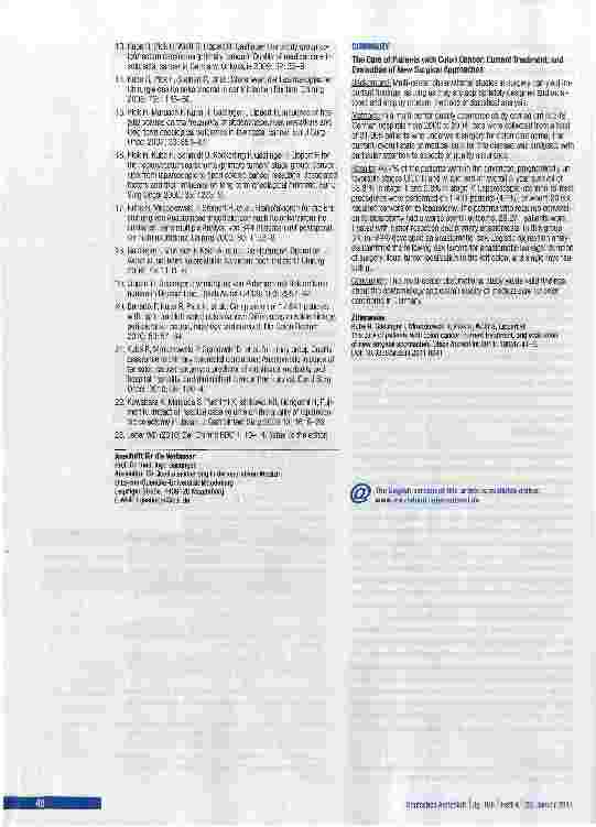 Vorschauseite 6: Versorgung von Patienten mit KolonkarzinomErfassung der Behandlungssituation und Evaluation neuer Operationsverfahren