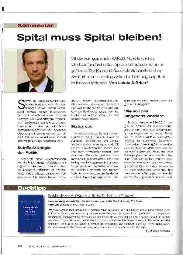 Vorschauseite 1: Spital muss Spital bleiben!