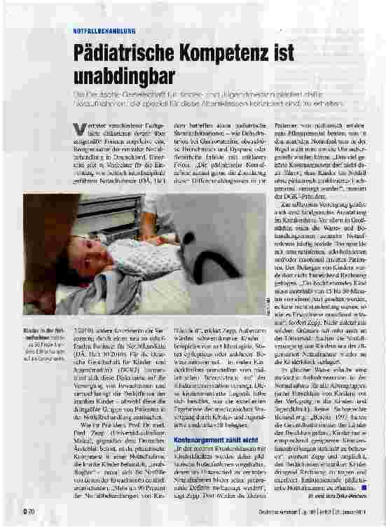 Vorschauseite 1: NOTFALLBEHANDLUNGPädiatrische Kompetenz ist unabdingbar