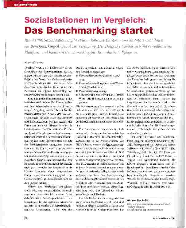 Vorschauseite 1: Sozialstationen im Vergleich: Das Benchmarking startet