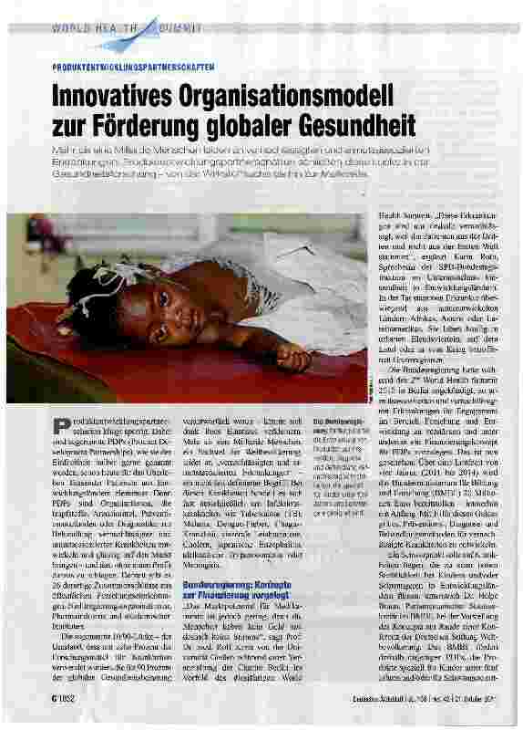 Vorschauseite 1: Innovatives Organisationsmodell zur Förderung globaler Gesundheit