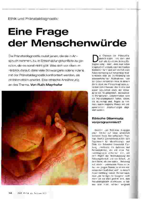 Vorschauseite 1: Ethik und Pränataldiagnostik:Eine Frage der Menschenwürde