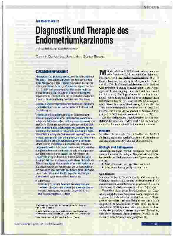 Vorschauseite 1: Diagnostik und Therapie des Endometriumkarzinoms