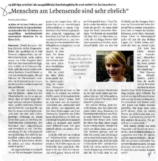 Vorschauseite 1: Menschen am Lebensende sind sehr ehrlich