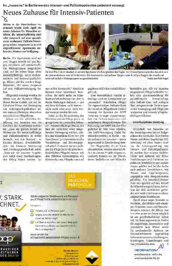 Vorschauseite 1: Neues Zuhause für Intensiv-Patienten