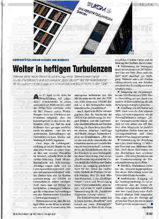Vorschauseite 1: Weiter in heftigen Turbulenzen