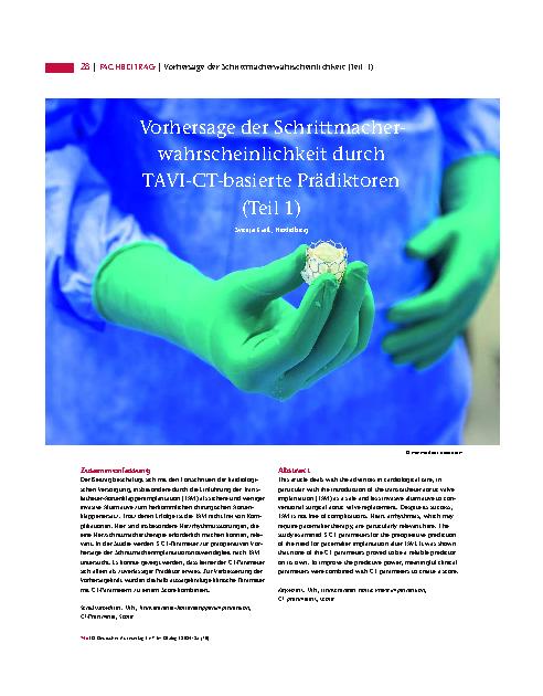 Vorschauseite 1: Vorhersage der Schrittmacher - Wahrscheinlichkeit durch TAVI-CT-basierte Prädiktoren (Teil 1)