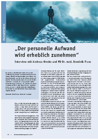 Vorschauseite 1: "Der personelle Aufwand wird erheblich zunehmen."