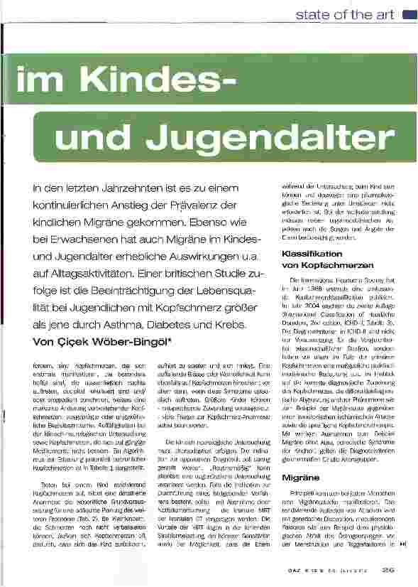 Vorschauseite 2: Kopfschmerzen im Kindesund Jugendalter
