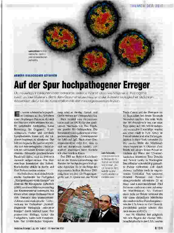 Vorschauseite 1: Auf der Spur hochpathogener Erreger