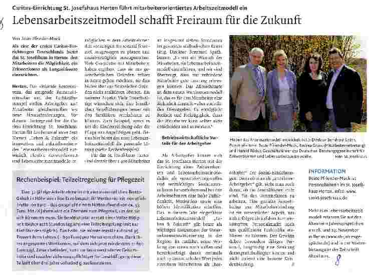 Vorschauseite 1: Lebensarbeitszeitmodell schafft Freiraum für die Zukunft