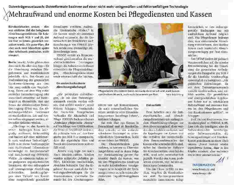 Vorschauseite 1: Mehraufwand und enorme Kosten bei Pflegediensten und Kassen