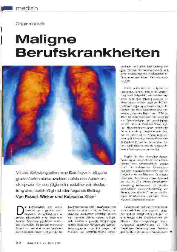 Vorschauseite 1: Maligne Berufskrankheiten