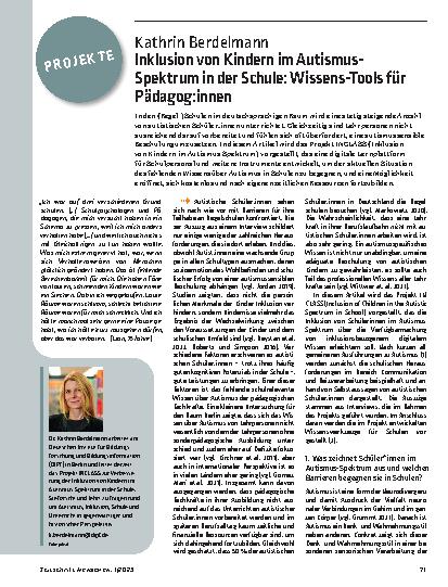 Vorschauseite 1: Inklusion von Kindern im Autismus-Spektrum in der Schule: Wissens-Tools für Pädagog: innen