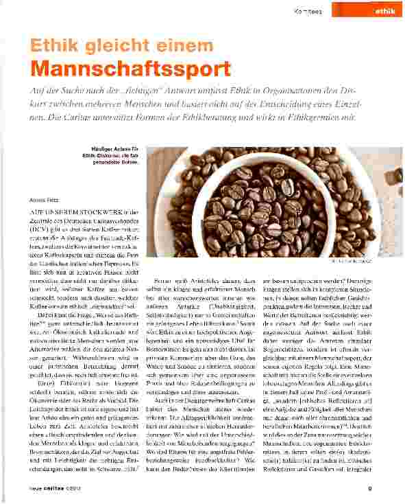 Vorschauseite 1: Ethik gleicht einem Mannschaftssport