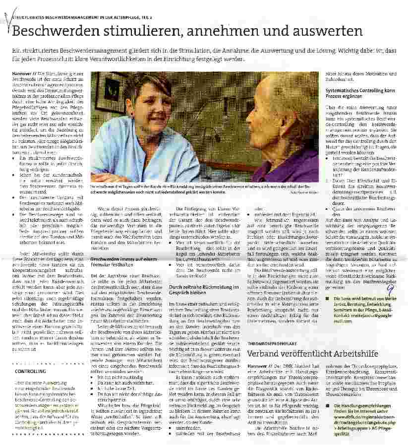 Vorschauseite 1: STRUKTURIERTES BESCHWERDEMANAGEMENT IN DER ALTENPFLEGE, TEIL 2 Beschwerden stimulieren, annehmen und auswerten
