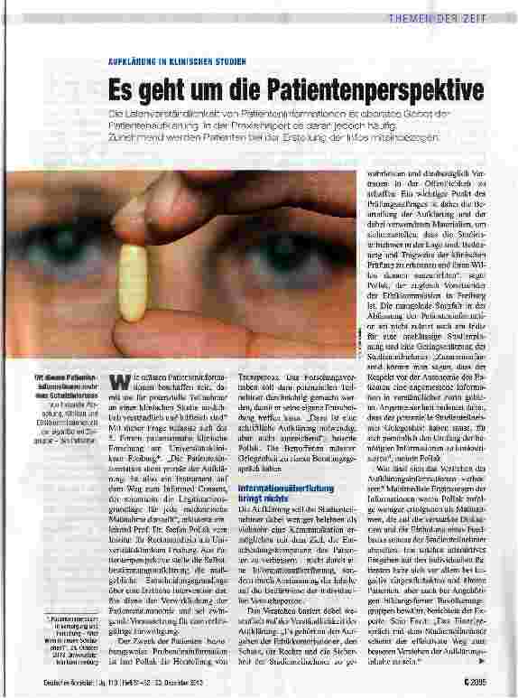 Vorschauseite 1: Es geht um die Patientenperspektive