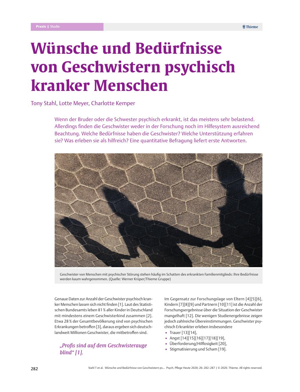 Vorschauseite 1: Wünsche und Bedürfnisse von Geschwistern psychisch kranker Menschen