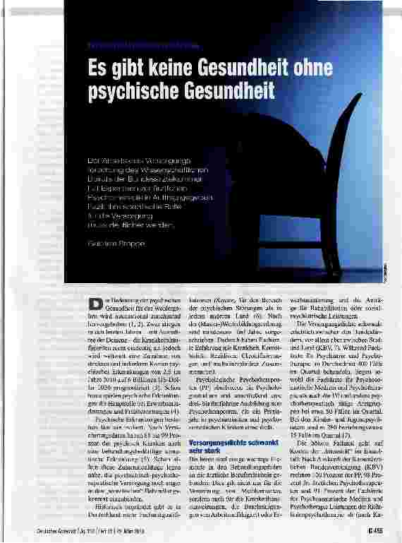 Vorschauseite 1: Es gibt keine Gesellschaft ohne psyhische Gesundheit
