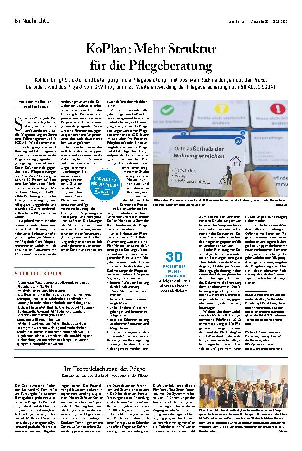 Vorschauseite 1: KoPlan: Mehr Struktur für die Pflegeberatung