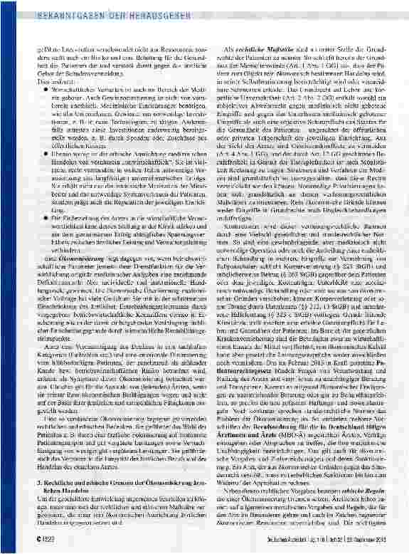 Vorschauseite 3: „Ärztliches Handeln zwischen Berufsethos und Ökonomisierung. Das Beispiel der Verträge mit leitenden Klinikärztinnen und -ärzten