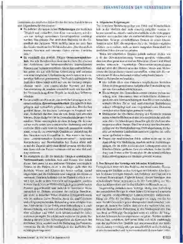 Vorschauseite 4: „Ärztliches Handeln zwischen Berufsethos und Ökonomisierung. Das Beispiel der Verträge mit leitenden Klinikärztinnen und -ärzten