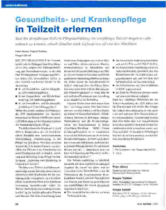 Vorschauseite 1: Gesundheitsund Krankenpflege in Teilzeit erlernen