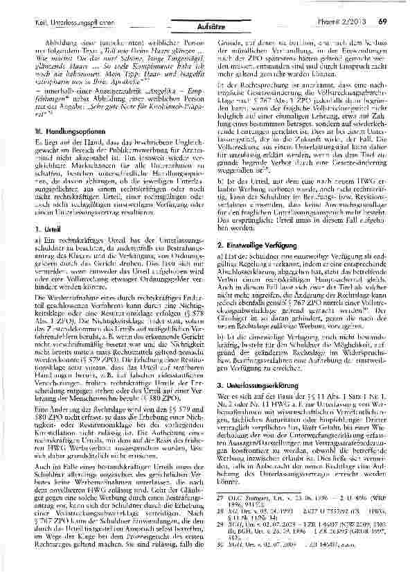 Vorschauseite 4: Drum prüfe, wer sich ewig bindet: Unterlassungspflichten nach altem HWGvs. neues HWG - Handlungsoptionen