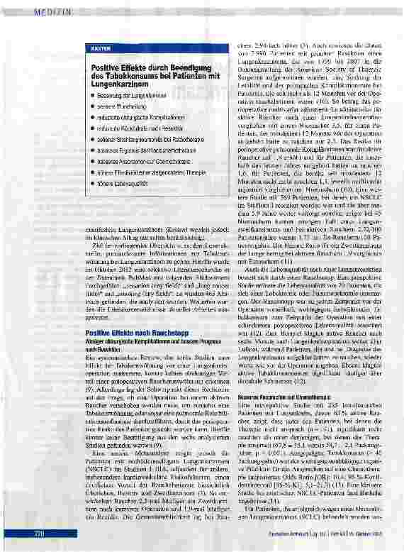 Vorschauseite 2: Tabakentwöhnung bei Lungenkrebs -durchführbar und wirksam