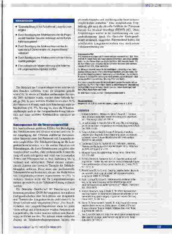 Vorschauseite 5: Tabakentwöhnung bei Lungenkrebs -durchführbar und wirksam