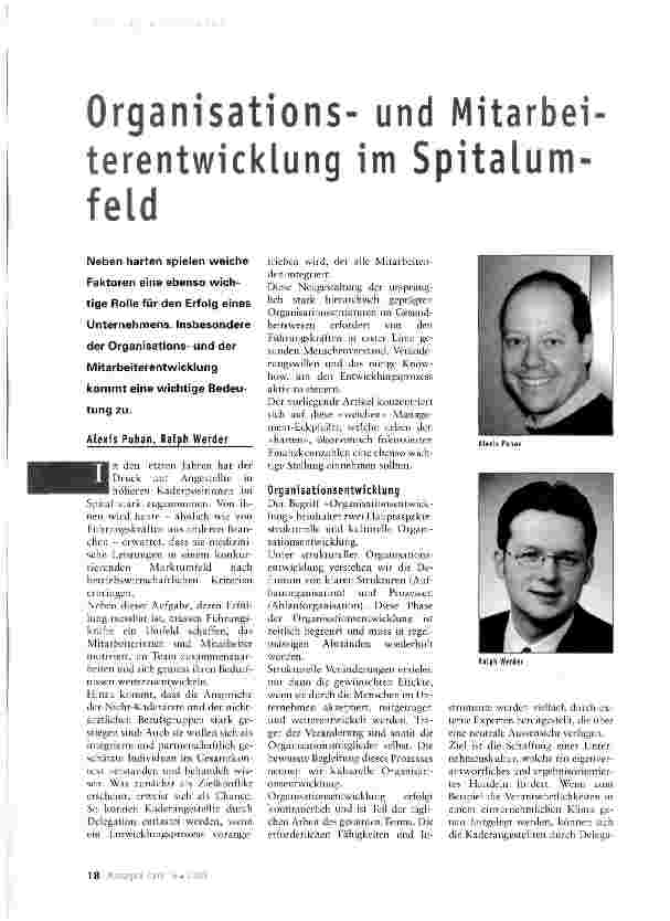 Vorschauseite 1: Organisationsund Mitarbeiterentwicklung im Spitalumfeld